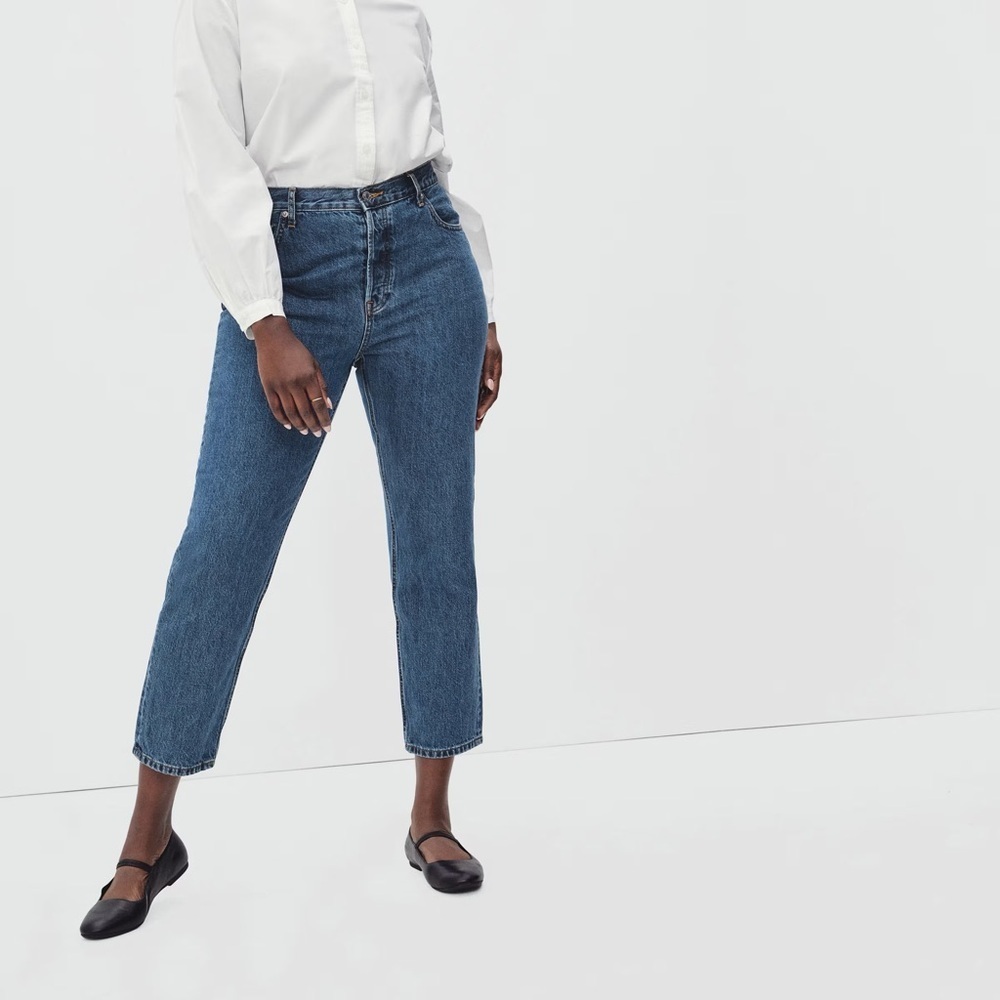 NWOT‎ Everlane The 90’s Cheeky Straight Hourglass Jeans in Medium Blue Ankle 25